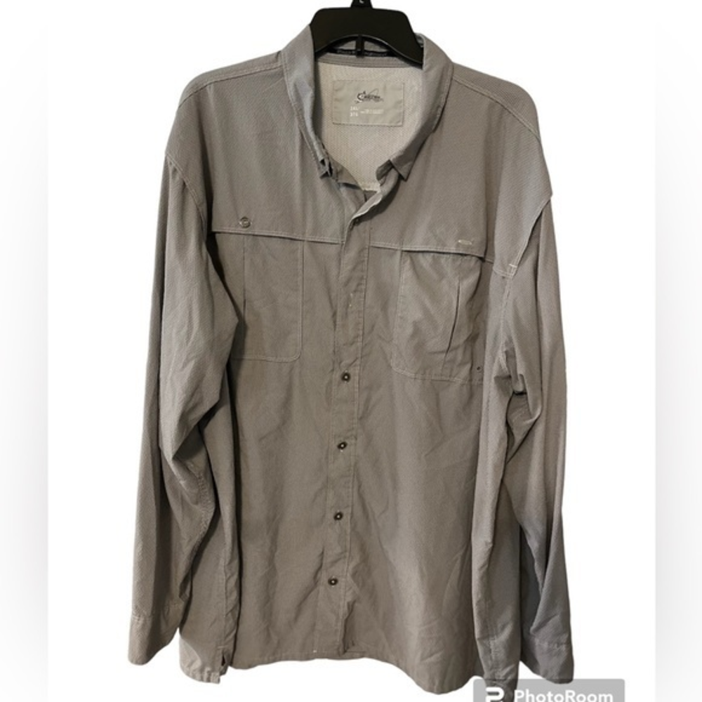 Men's World Wide Sportsman Vented Fishing Shirt Dress Casual Size 3XL Gray